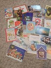 Lot Of 36 Vintage Used Christmas Greeting Cards   Collapsible Santa Card Holder 