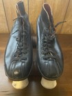 Vintage Sure Grip Black Skates  Sz 7 With Wood Carrying Case 