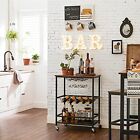 Bar Cart Serving Cart With Wheels Glass Stemware Rack And Wine Bottle Holders 15