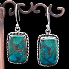 Turquoise 925 Sterling Silver Blue Copper Handmade Gemstone Women Earrings Gift