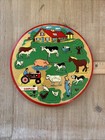 2 Vintage Round Dutch Wooden Simplex Puzzles Farming   City   Missing 1 Piece