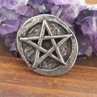 Pentagram Pocket Stone Pewter Amulet Worry Token Altar Coin Wicca Pagan New