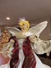 Christmas Angel Tree Topper Ivory And Gold Elegant Gown 14   tall