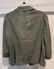 Women s Olive Green Open Front Blazer Jacket 3 4 Sleeve Button Cuffs