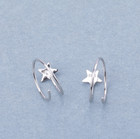 Women Fashion 925 Sterling Silver Star Wave Ear Stud Hoop Earrings Gift Pe40