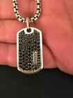 1 50ct Round Lab Created Black Diamond Men s Dog Tag Pendant 925 Sterling Silver