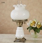 Mindy White Hobnail Glass Hurricane Lamp     Vintage-style Table Light With Chimne