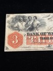 1800   s  3 The Bank Of Washington North Carolina Obsolete Note