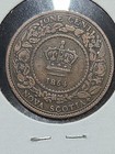 Nova Scotia Canadian Province Queen Victoria 1864 One Cent  Bronze Vf