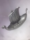 Vtg Norge Handstopt Tinn Pewter Norwegian Viking Ship Boat