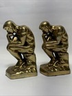 Vintage 6 5 Inch Brass Finished Metal    the Thinker    Statue   s Art Deco Bookends