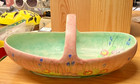 Vintage E Radford Tc Hand Painted Ceramic Floral Basket 29cm   482a 