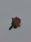Gold Tone Rose With Green Stem Enamel Lapel Pin - Vintage 80s Hat Pin