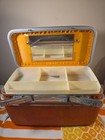 Vintage Orange  Samsonite Silhouette Vanity Train Luggage Cosmetic Case With Key