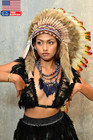 Native American Inspired Headdress - Handcrafted With Genuine Feathers And Beads