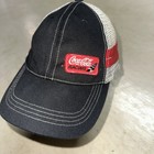 Coca Cola Racing 2 Stripe Adjustable Strapback Trucker Hat Cap Black White Red