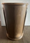 Vintage Mid Century Modern Faux Wood Plastic Waste Basket Trash Can
