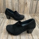 Dansko Nori Clogs Black Suede Womens Size 8 5 - 9 Eur 39 Leather Shoes Wood Heel