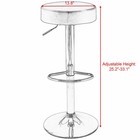 Set Of 2 Round Leather Seat Chrome Leg Adjustable Hydraulic Swivel Bar Stool New