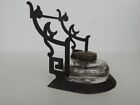 Antique Victorian Cast Iron W uranium Glass Insert Inkwell Desk Pen Set Eastlake