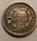 1853  Seated Liberty Half Dime Coin 1837-1891  a22   Coin Holed Cull