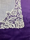 Antique Needle Bobbin Lace Wedding Handkerchief Victorian Edwardian Floral Bloss