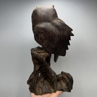 Vintage Hand Carved Wooden Owl Figurine Folk Art Wisdom Statue Home Decor 27cm