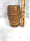 Vintage Wooden Barrel Keg Box Container Small 5 5 High Carved Original 