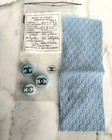Chanel 1990s Vintage Cc Blue Gold  3 Buttons Jacket  Tweed Fabric Swatch Signed