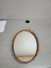 Hollywood Regency Gold Tone Oval Filigree Vanity Mirror Tray 13 1 2  By 10 