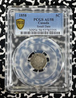 1858 Canada 5 Cents Pcgs Au58 Lot g308 Silver  Small Date Variety