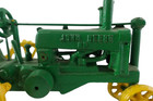 Vintage Cast Iron Antique John Deere Op Heavy 8  Green Yellow Farm Tractor Toy