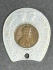 Vintage Lucky Penny Good Luck Token Horseshoe Lincoln Cent Charm Fob