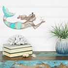 Blue Tail Mermaid Distressed Wood Wall Hanging Plaque 8  X 18 5  Nautical Coa   
