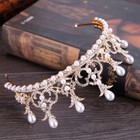 6cm Tall Gold Pearl Crystal Wedding Queen Princess Prom Tiara Crown For Women