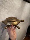 Vintage Large Brass Turtle Trinket Box Jewelry Holder Decor Figure Collectible