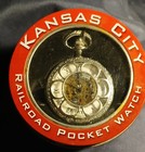 Kansas City Railroad Pocket Watch With Chain  Roman Numerals  Skeleton Dial