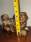 Antique Wood Carved Asian Chinese Chinoiserie Foo Dog Figurine Decor