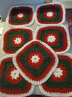 Granny Squares Crochet Unfinished Craft Lot  22 Pieces Christmas Red Green White