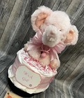 Elephant Baby Diaper Cake Shower Gift Centerpiece Newborn Girls Pink Present