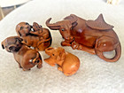 Netsuke  Japanese Carved Wood Okimono Netsuke Style Signed Animal Figure