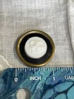 Vintage Gold Tone Black White Glass Flower   Button 1-1 8   Blk-26