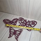Vtg Set Of Three Plastic Burgundy Butterfly Wall Decor Home Interior  Grandcore