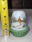 Mosser Opal green Glimmer Church Scene Fairy Lamp 3 5  Tall Artist B Newtons