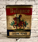 Vintage Defiance 2 Oz Cayenne Pepper Spice Tin Jobbers Service