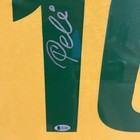      Pele Signed Jersey Custom 4 Pic Suede Framed - Brazil Coa bas      