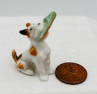Germany Fox Terrier Black   White Dog With Slipper Miniature Porcelain Mini