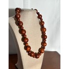 Vintage Wooden Round Bead Necklace 17 Inch Adjustable Boho Natural Wood