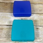 2 Tupperware Sandwich Keepers Blue And Aqua Teal  Lunchbox 3752d-1 3752d-4