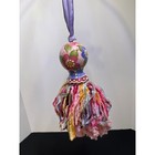 Mackenzie-childs Keepsake Tassel Floral Ceramic Finial Ribbon Fringe 15 Inch